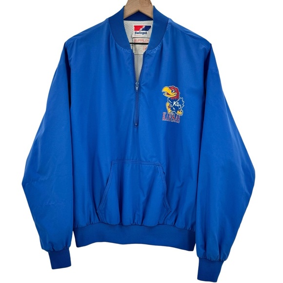 Vintage KU Jacket University of Kansas Jayhawks Swingster Pullover Windbreaker L - Picture 1 of 10